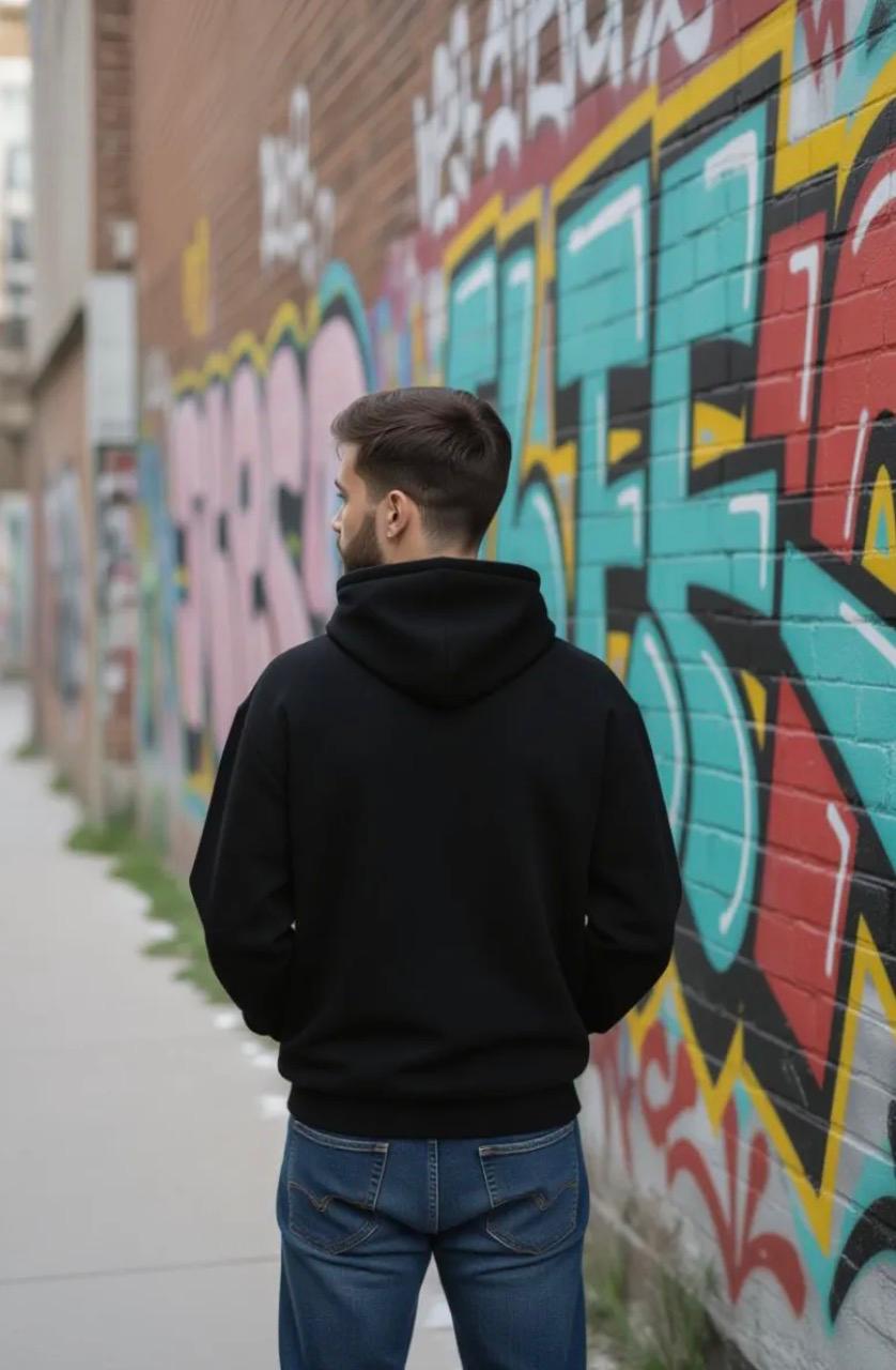 Unisex black plain hoodie